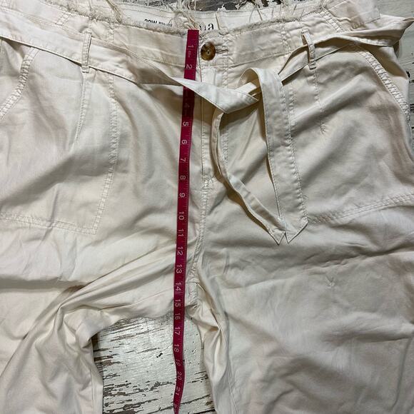 Wide Leg High Rise Cropped Offwhite Cream Colored Pants Size 20 - Picture 6 of 8